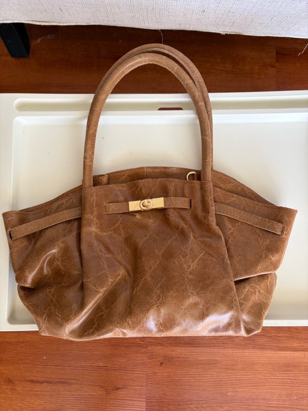 Classic Brown Leather Tote Handbag